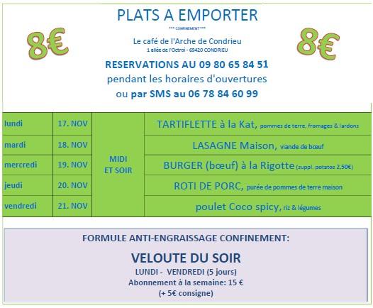 Le CAFE de l'ARCHE de Condrieu - Menu Image 1